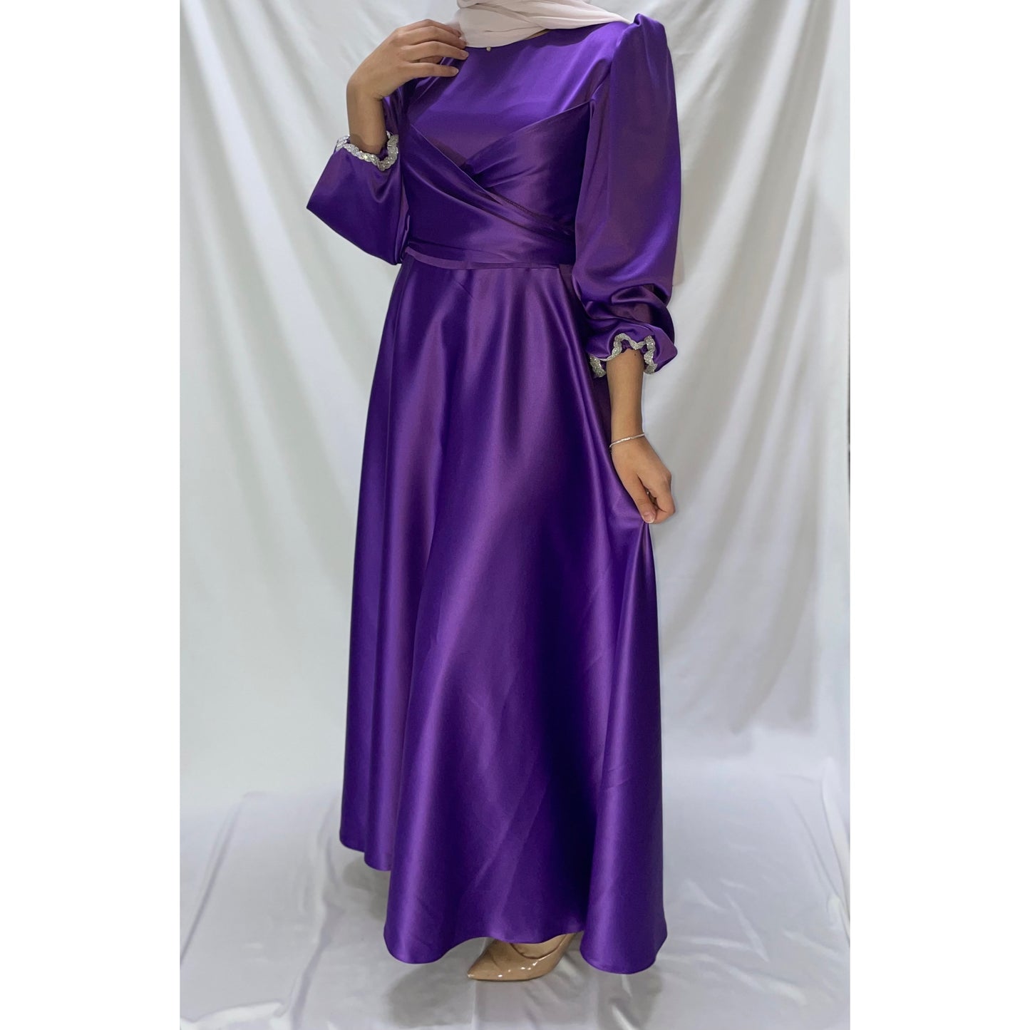 Purple satin dress