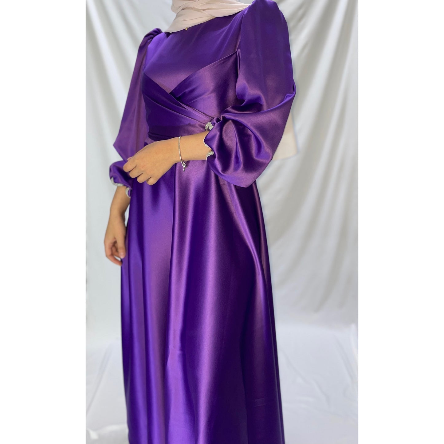 Purple satin dress