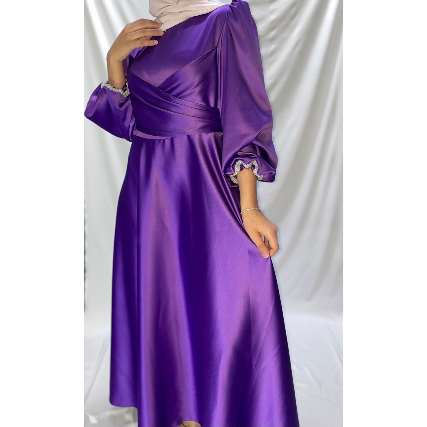 Purple satin dress